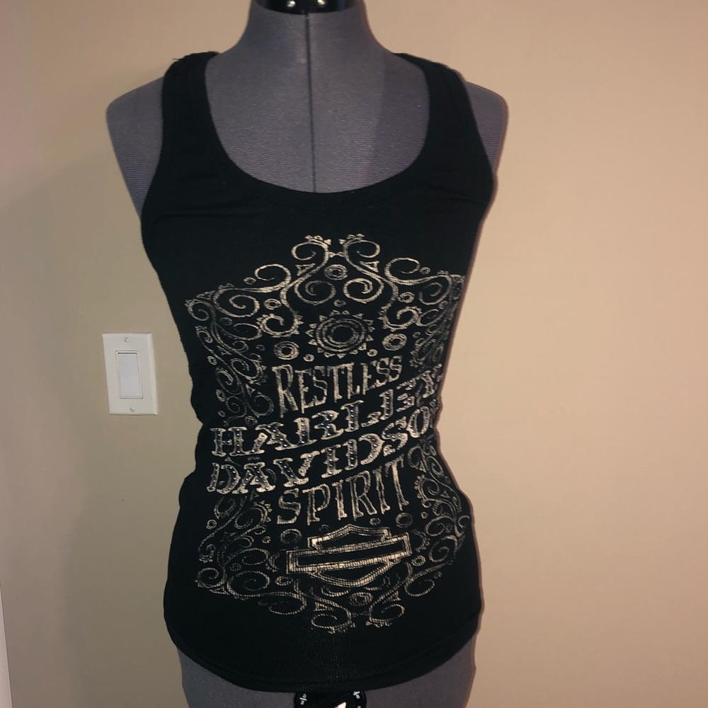 Women’s Harley Davison moto crochet back tank top